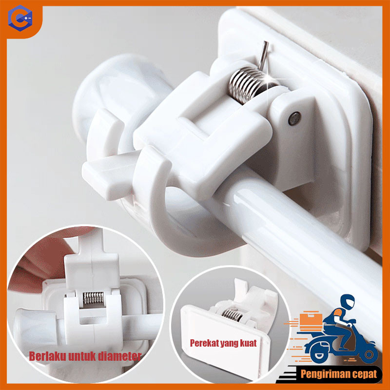 ⭐COD⭐Klip kait braket gorden/batang gorden fleksibel/kait perekat/batang gorden/klip batang dapur ta