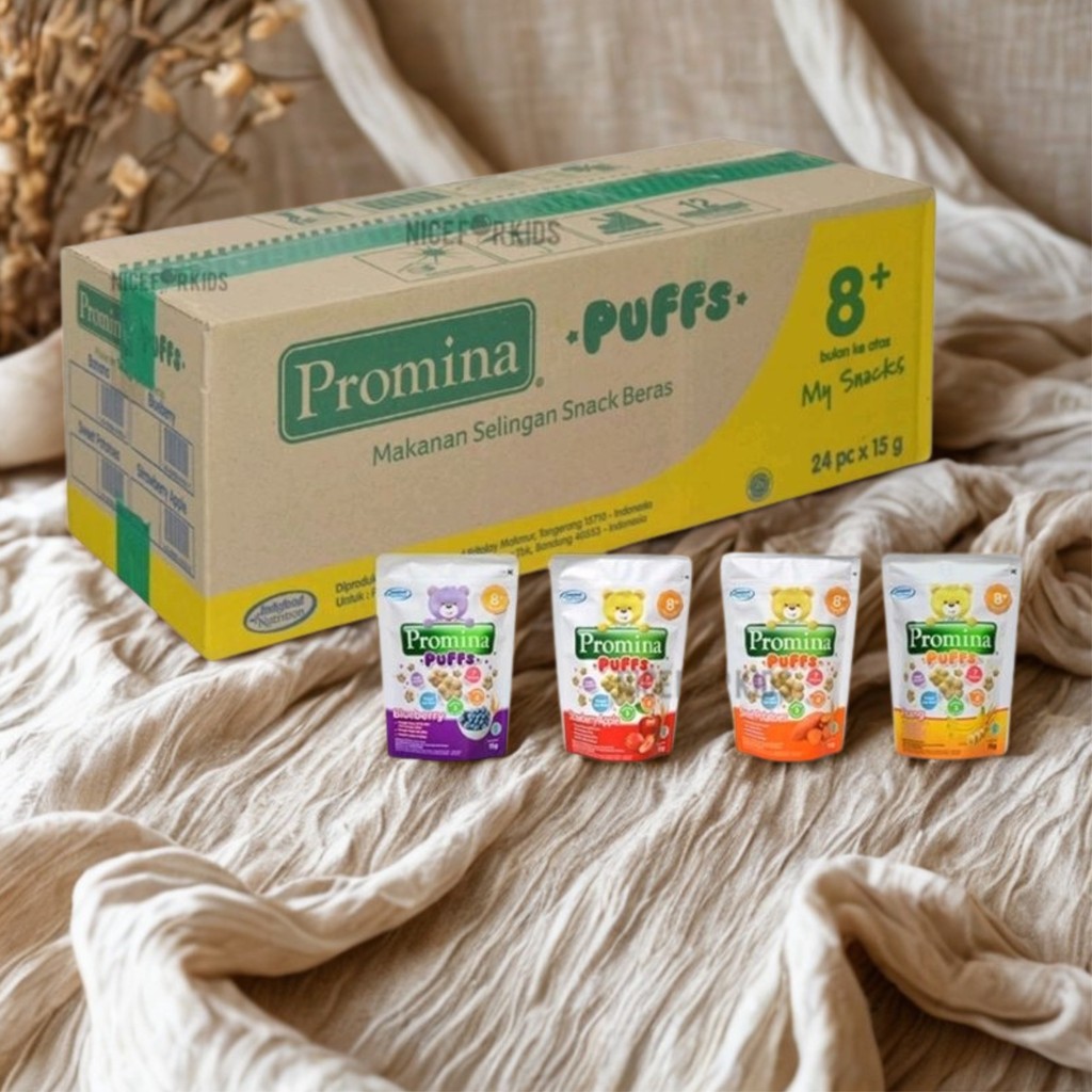Promina Puffs 1 DUS Karton Puff Biskuit Sereal Makanan Cemilan Bayi 8 Bulan Istana Baby