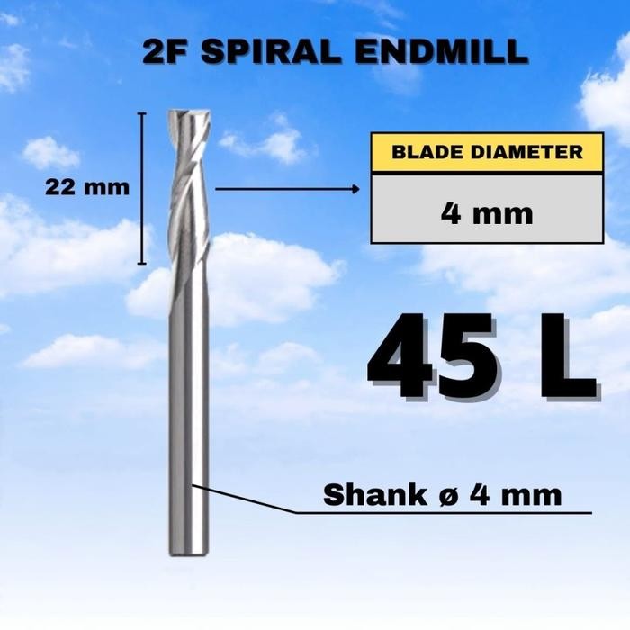 

Endmill 2F spiral 4mm carbide 4 mm 2 flute cnc router bit - CL22mm Sale