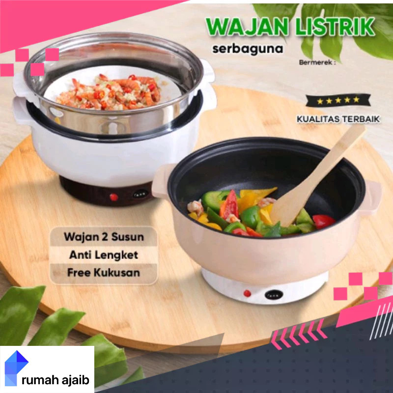 Panci Multifungsi Non-Stick Electric panci Memasak Steamboat Pot Periuk Nasi/Periuk SteamboatKompor 