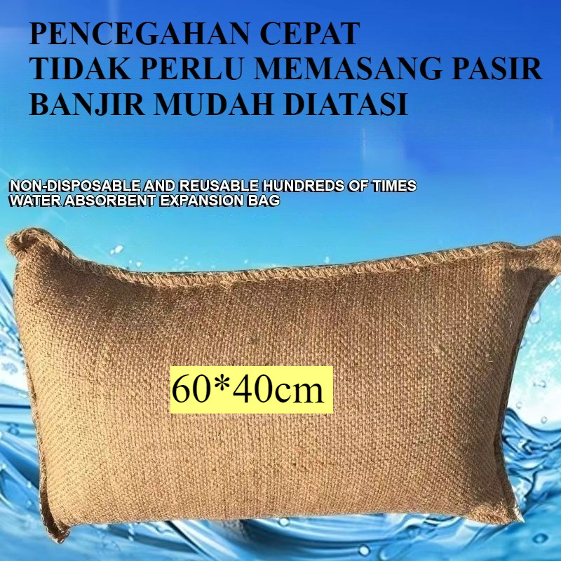 60x40cm Penghalang Banjir Otomatis Bebas Pasir - Flood Barrier Ringan Tahan Air + Ekspansi Cepat | S