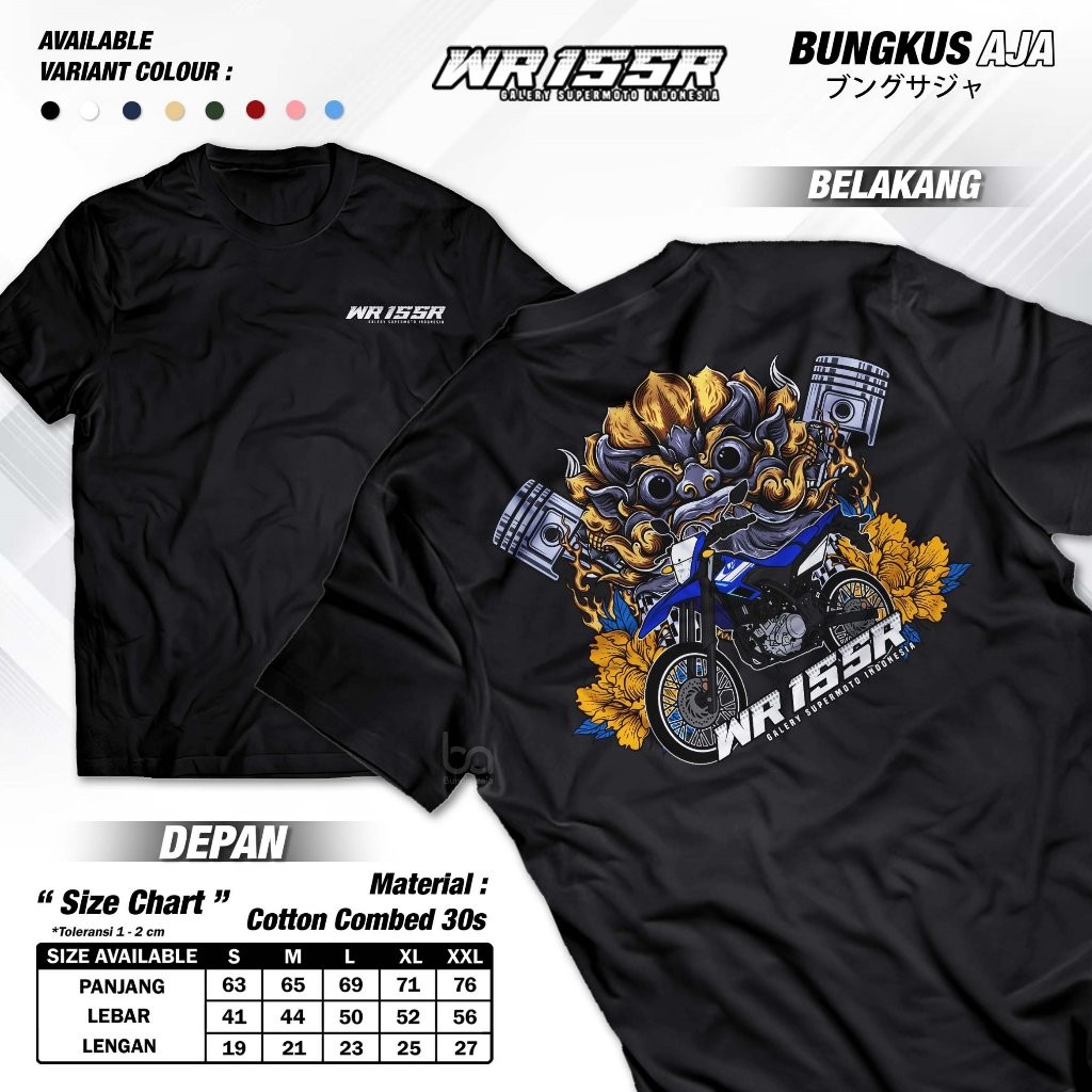 Kaos Supermoto Indonesia WR 155R Tshirt Racing Motor Motorcross Baju Distro Cotton Combed 30s
