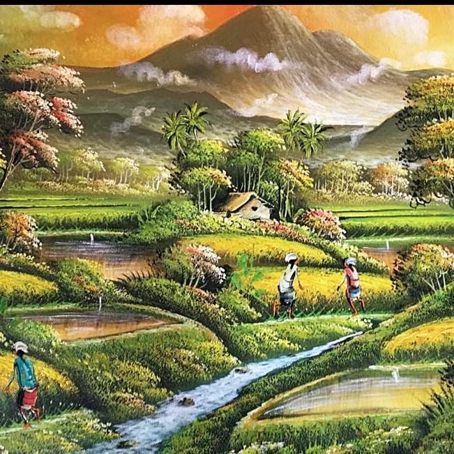 Lukisan Kanvas Pemandangan Nuansa Sunset Istimewa Model Terbaru (Ukuran 2x1 Meter)