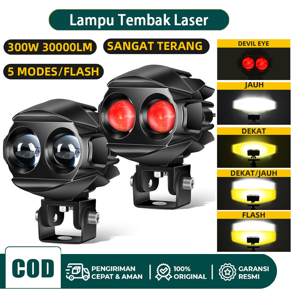 Lampu Tembak Laser 2 Mata D2 Devil 300Watt Lampu Tembak Laser SQL 2 Mata Full Aluminium WATERPROOF