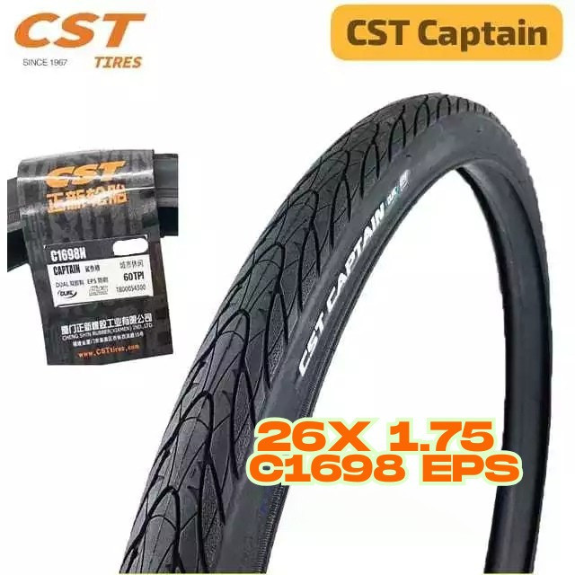 CST Captain Ban Luar Sepeda MTB Gravel Hybrid Cross Country Wire Bead 26 x 1.75 26x1.75 Inch Tire