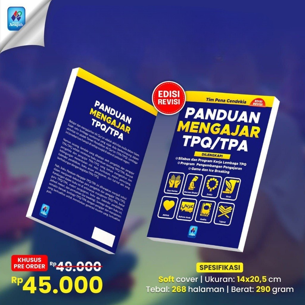 Panduan Mengajar TPQ/TPA , Buku Pegangan Pengajar TPA Soft Cover Pustaka Arafah