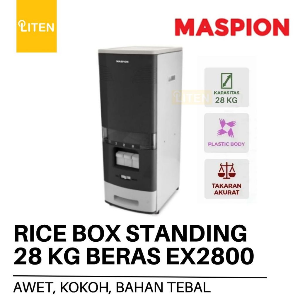 MASPION EX2800 - Rice Box Tempat Wadah Beras 28 Kg EX-2800 EX 2800