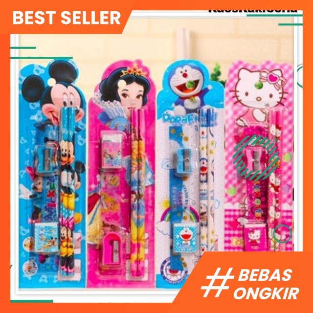 

ALAT TULIS SET MINI STATIONARY SET SEKOLAH 5 IN 1 PENSIL SET KARAKTER 5IN1 KARTUN | MURAH CERIA