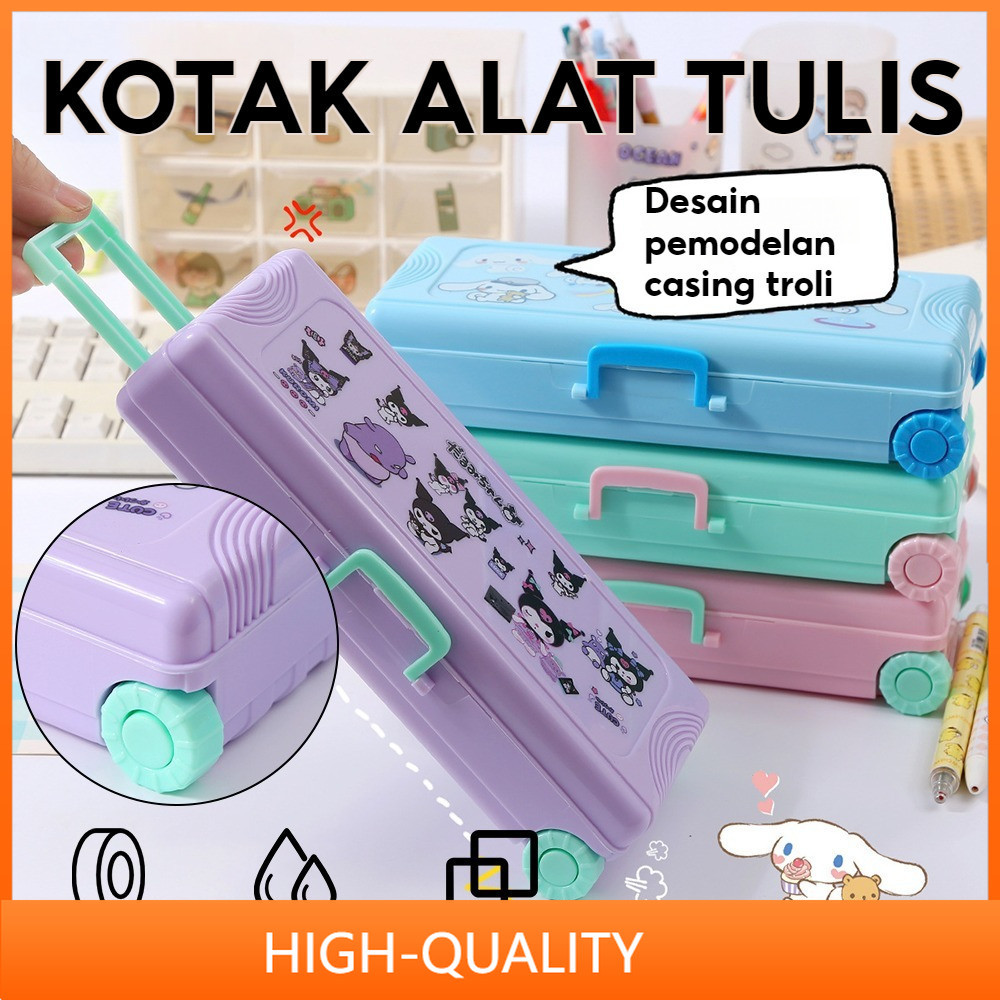 

【COD】Sanrio Seri Anime Kartun Pensil Kasus Troli Kotak Alat Tulis Large Capacity Kotak Pensil School Supplie