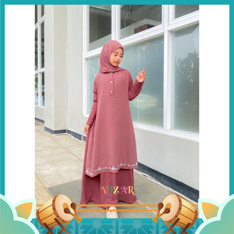 Gamis Anak Murah / Vizarcollection - Gamis Anak Malaysia Free Hijab Dress Kids Kekinian Bahan Cringk