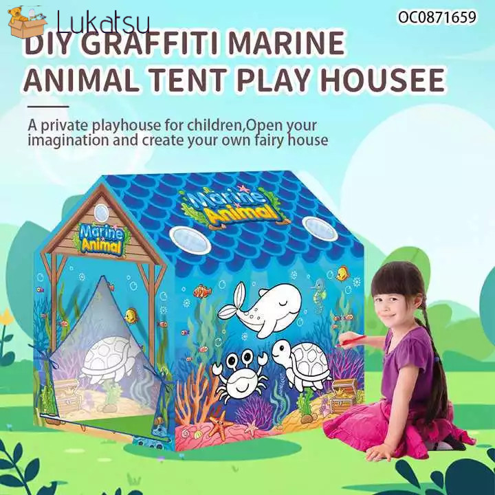 BO73 Mainan Tenda Lipat Anak Anak Jumbo Karakter Perempuan Laki Tenda Anak Karakter Mainan Tenda Mel