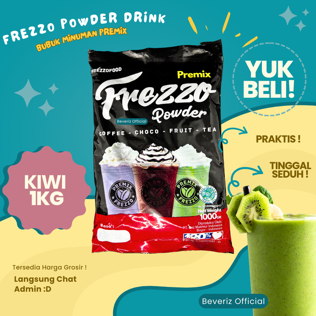 

BEVERIZ Frezzo Bubuk Minuman Rasa Kiwi | Boba Powder Drink Kiwi 1 Kg / 1000gram { Bisa COD} {Tersedia Harga Grosir}