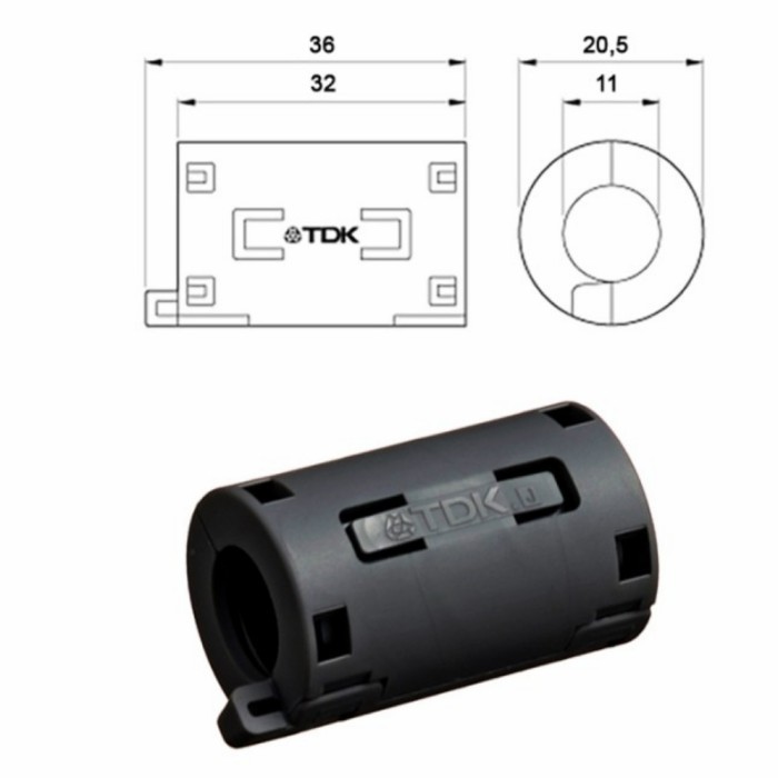 SB99 ferit clamp jepit magnet tdk noise filter 11mm zcat2132 1130