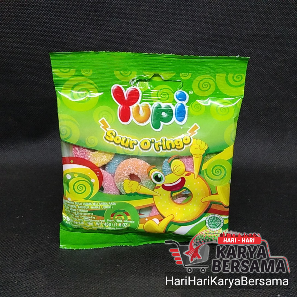 

MAKANAN RINGAN PERMEN LUNAK YUPI SOUR O'RINGO ORINGO 45GR