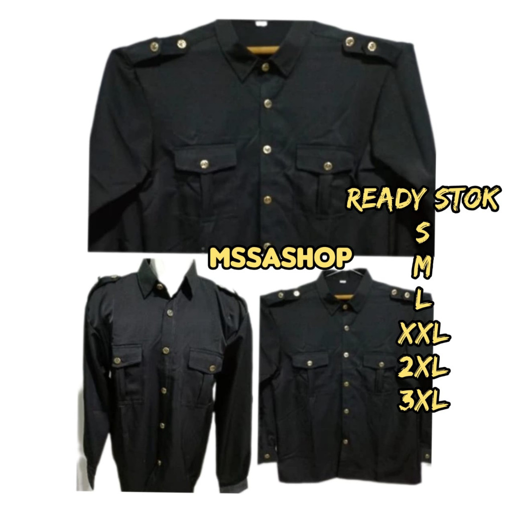 Baju Safari Security Seragam Safari Satpam Hitam Terbaru Lengan Pendek Baju Safari Satpam Bodyguard 