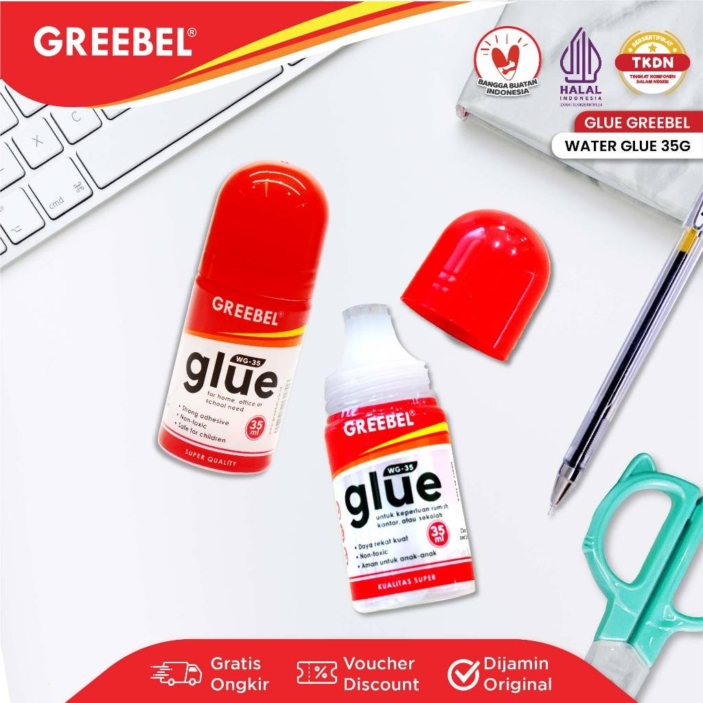 

(pcs) GREEBEL Water Glue Lem Cair 35 ML / Lem Kertas Cair