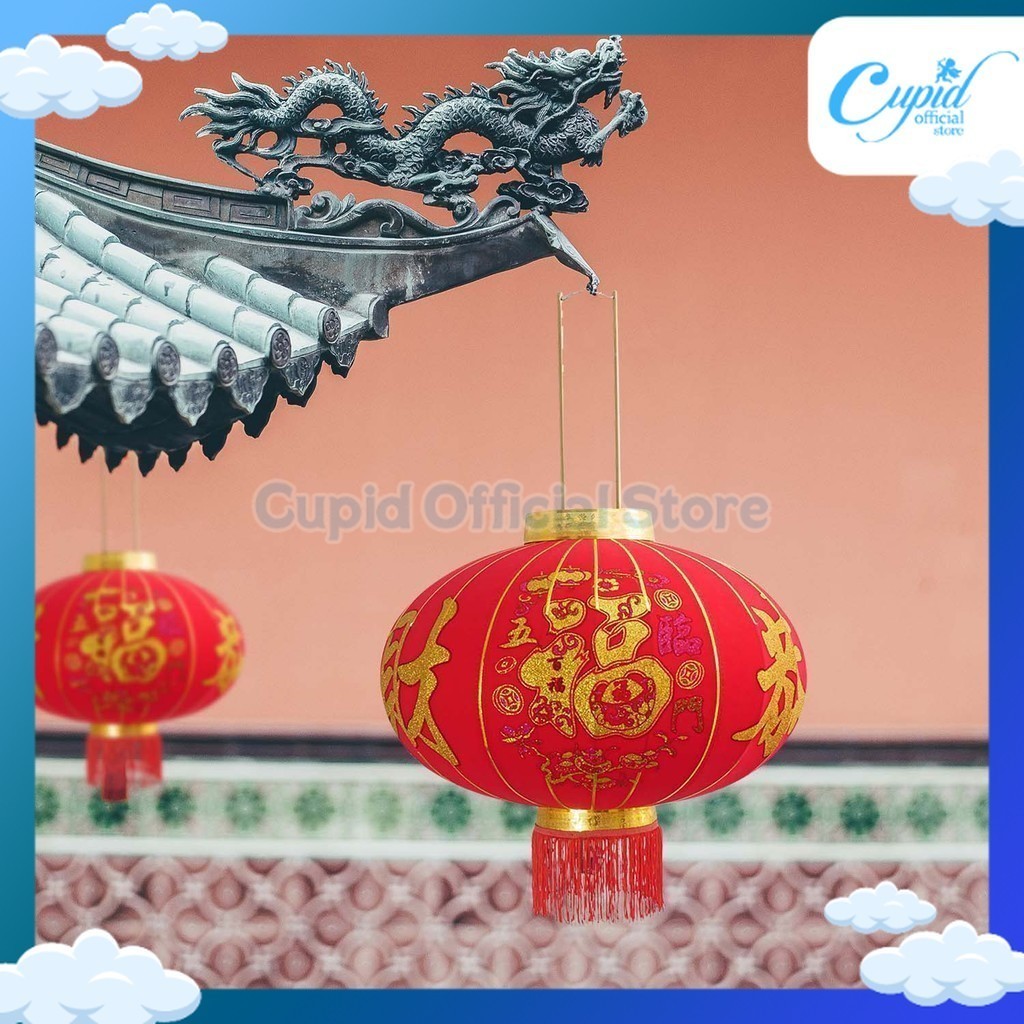 2 PCS LAMPION BELUDRU GONG XI IMLEK HANGING LENTERA LANTERN IMLEK BULAT LIPAT GANTUNG MERAH 120CM MO