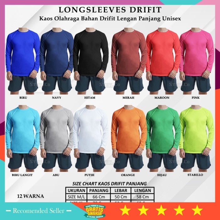 Pakaian Olahraga Pria Wanita Murah Ketat Keren /KAOS JERSEY T-SHIRT LENGAN PANJANG RUNNING BAJU OLAH