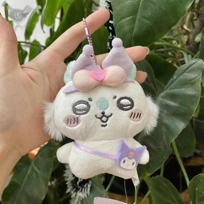 Gantungan Boneka Chikawa X Sanrio Usagi Hachiware Chikawa Momonga Lucu - Momonga Kuro WLS WLS
