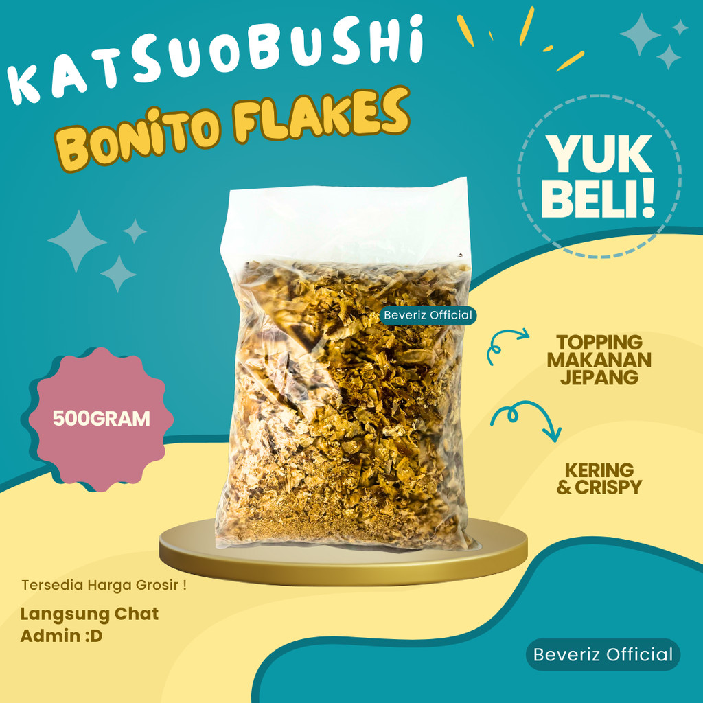 

BEVERIZ BEVERIZ Katsuobushi Bonito Flakes 500 Gram | Taburan Takoyaki Okonomiyaki {BISA COD} { Tersedia Harga Grosir}