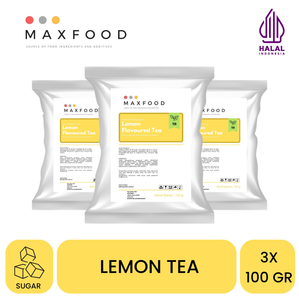 

MAXFOOD - COMBO 3Pcs Lemon Tea Powder Drink / Bubuk Minuman Serbuk Teh Rasa Lemon 100 GR