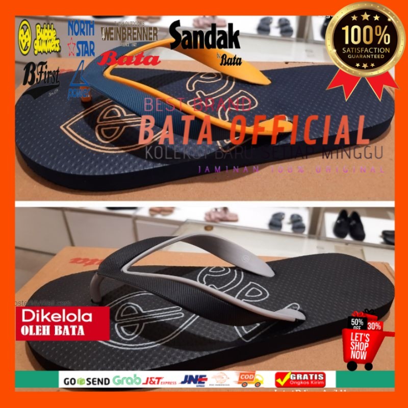 sendal jepit bata karet pria anti air original 872-6238/9238