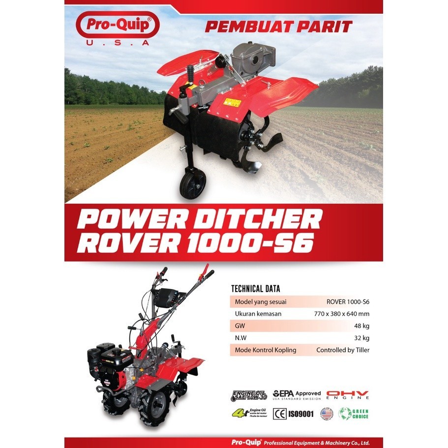 Mesin Bajak Mini Mini Tiller Cultivator Proquip ROVER 1000-s6 + RTH / COD JAWA