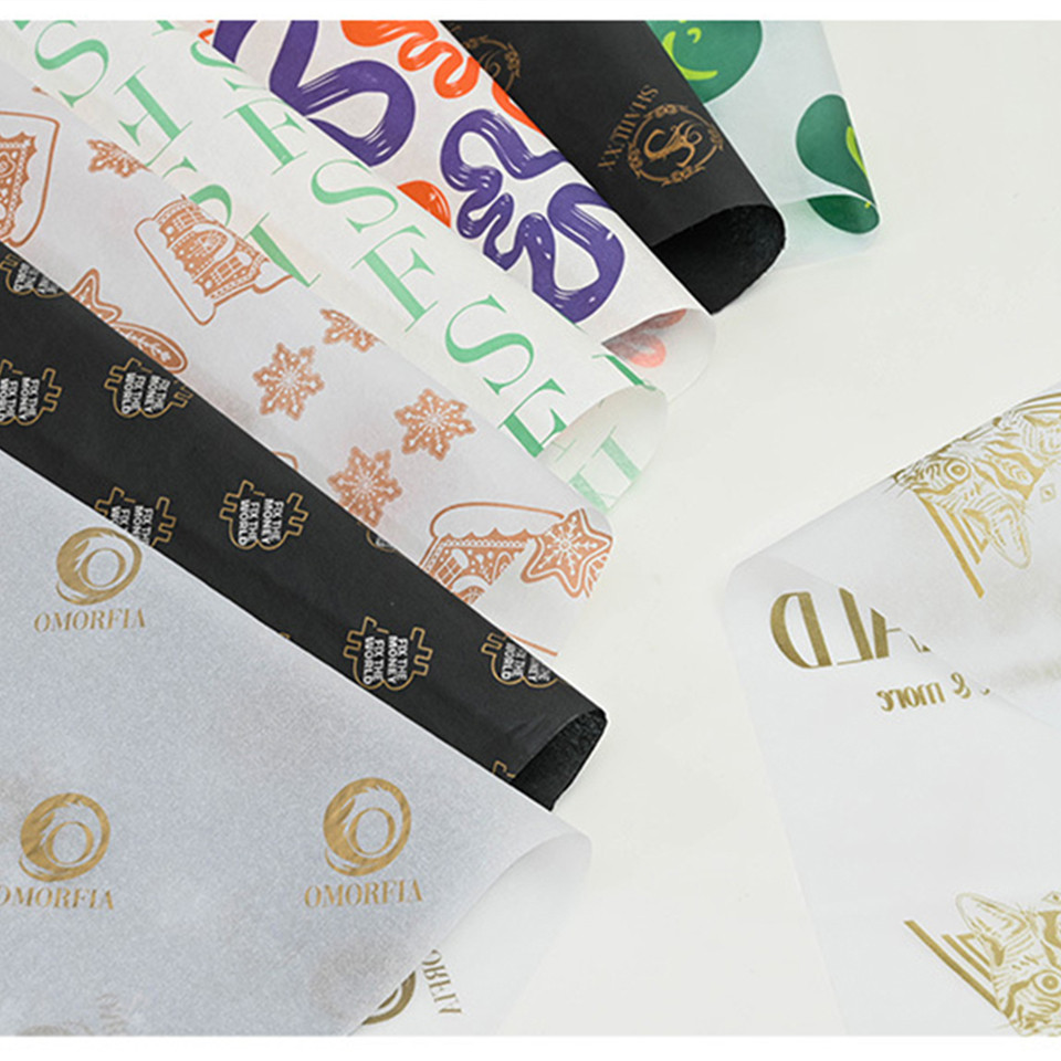 

High Quality Custom Wrapping Tissue Paper Packing Brand Tissue Papers with company logo stickers