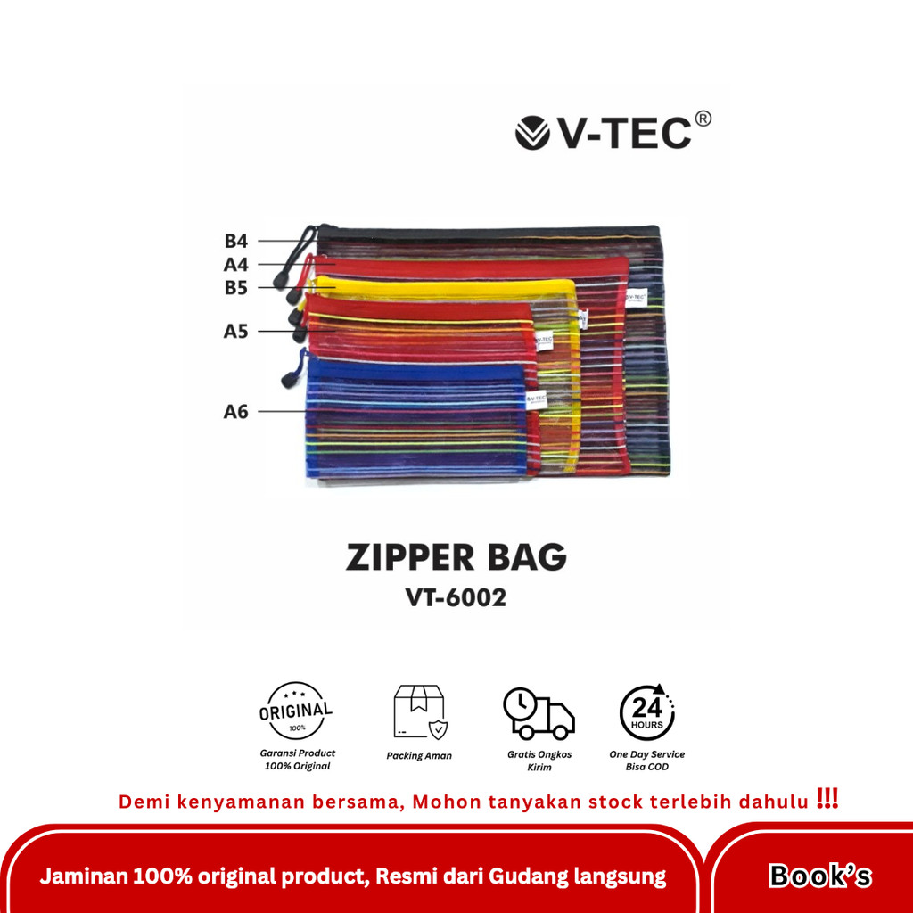 

V-TEC ZIPPER BAG VT-6002 A4 BIRU