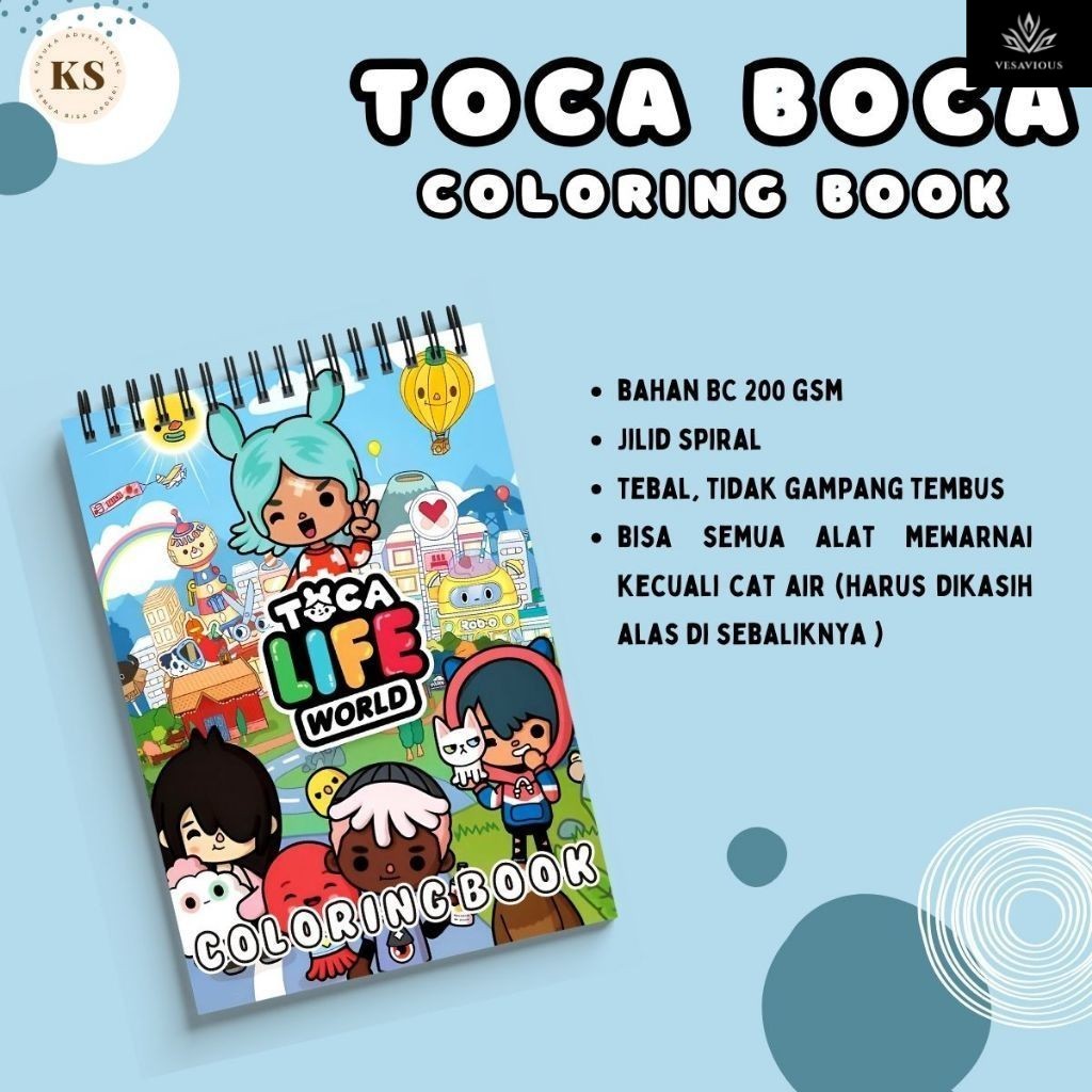 

Toca Boca Coloring Book Buku Mewarnai Anak Remaja Dewasa Aesthetic Kertas Tebal