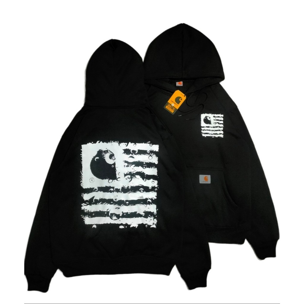 JAKET HOODIE SWEATER CARHARTT CHROMO FLAG BLACK