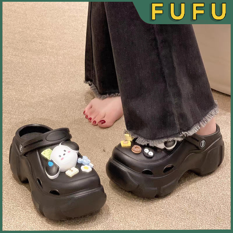 FUFU Sandal Wedges Wanita / Sandal Kodok Slip On / Sendal Wanita Anti Slip / Sepatu Sandal Karet Fas
