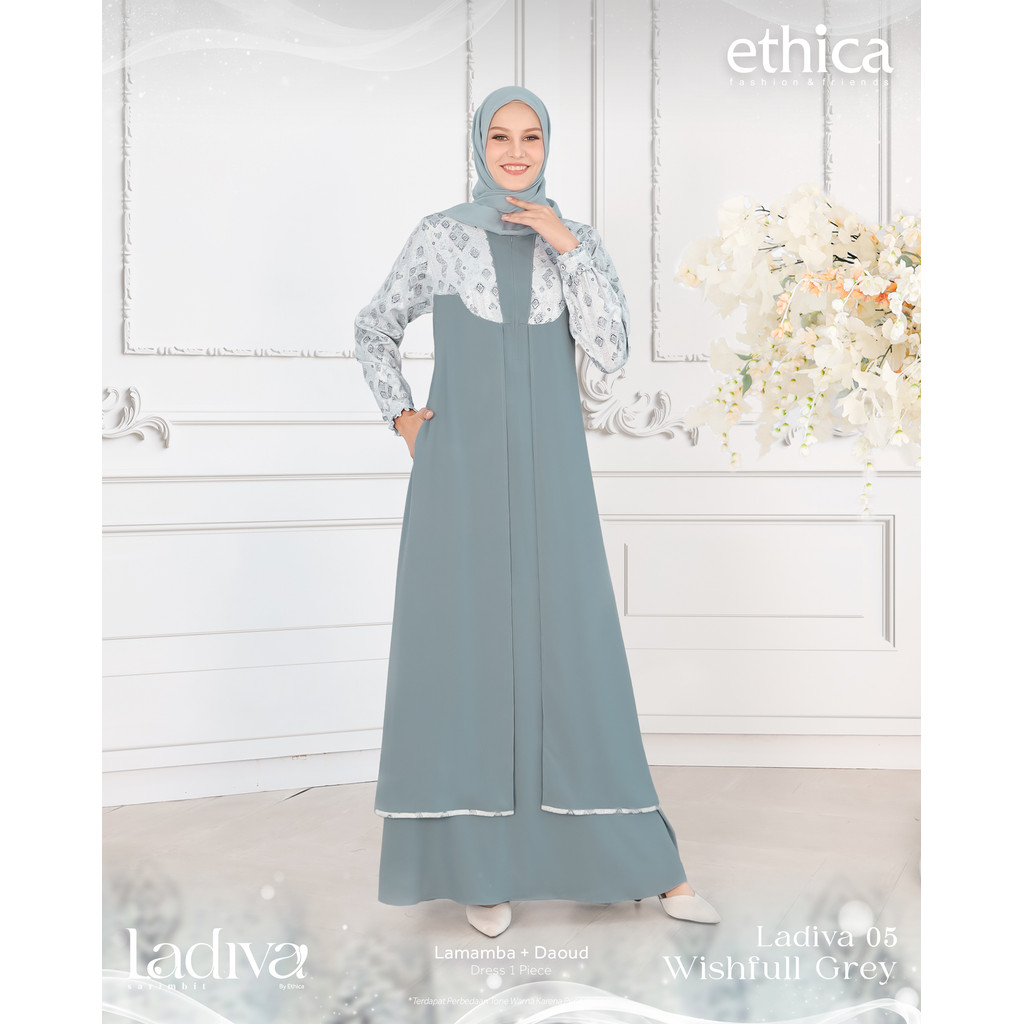 Sarimbit Keluarga Lebaran Gamis Ibu Premium Ladiva 05 Busana Dress Muslim Simple Kekinian By Ethica