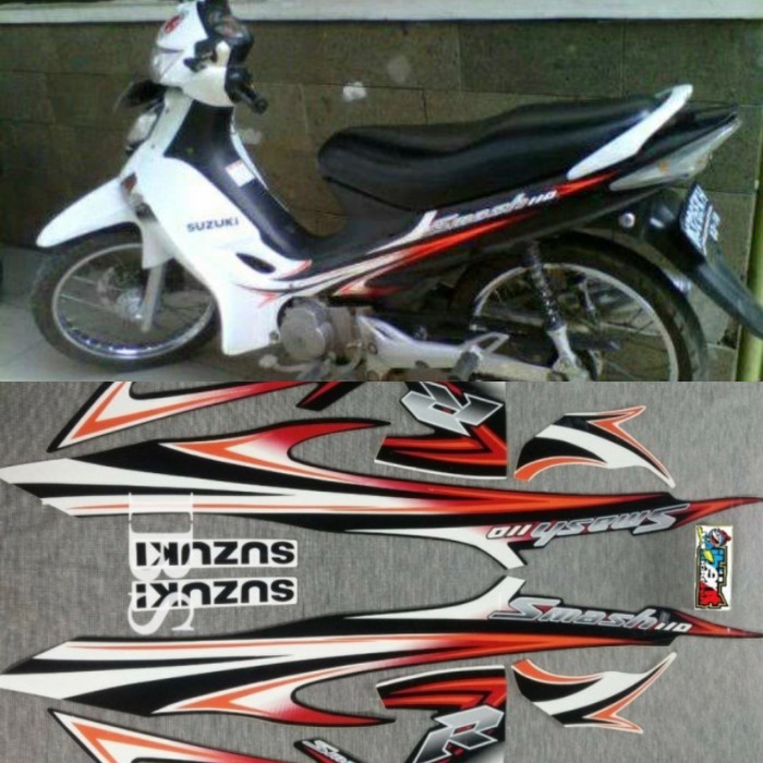 STRIPING SMASH 110R PUTIH 2008 LIS SUZUKI 110 R POLET STIKER