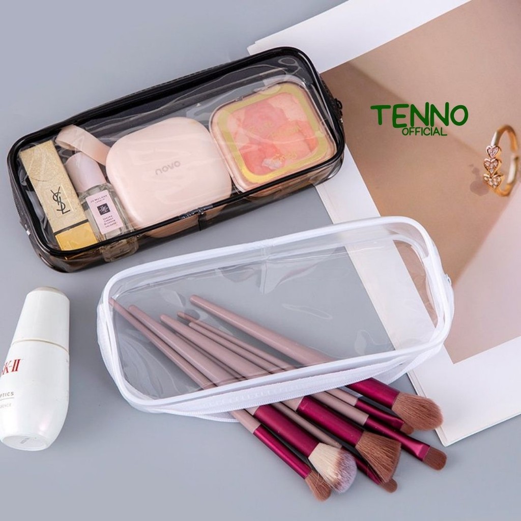 

TENNO Kotak Tepak Pensil Transparant Tempat Penyimpanan Alat Tulis Pouch Make Up Travel Friendly Aesthetic Transparan Estetik Kapasitas Besar Water Resistance