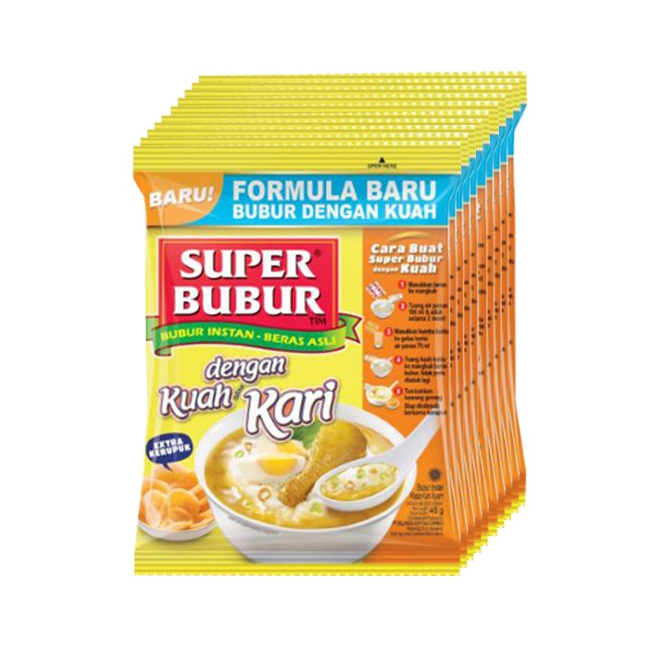 

Promo 7.7 10 PCS - SUPER BUBUR SINGLE AYAM, KARI , SOTO- AHBOY SNACK