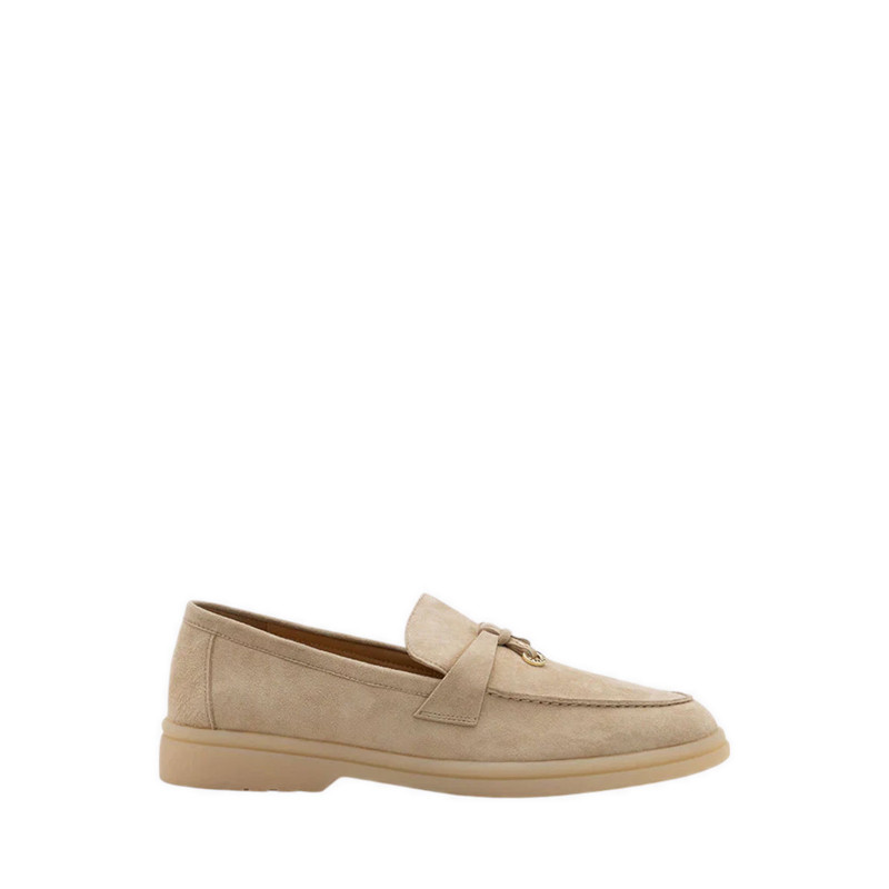 Pazzion Phoenix Suede Loafers with Knot Detail - Khaki
