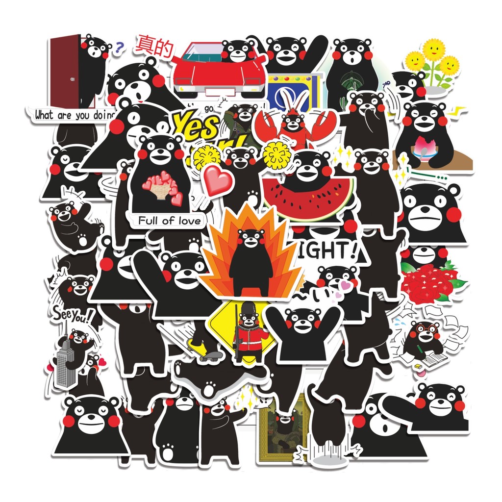 

COD 50 Pcs Stiker Kumamon Bear Lucu Anti Air Untuk Dekorasi Notebook Sepeda Skateboard Handphone