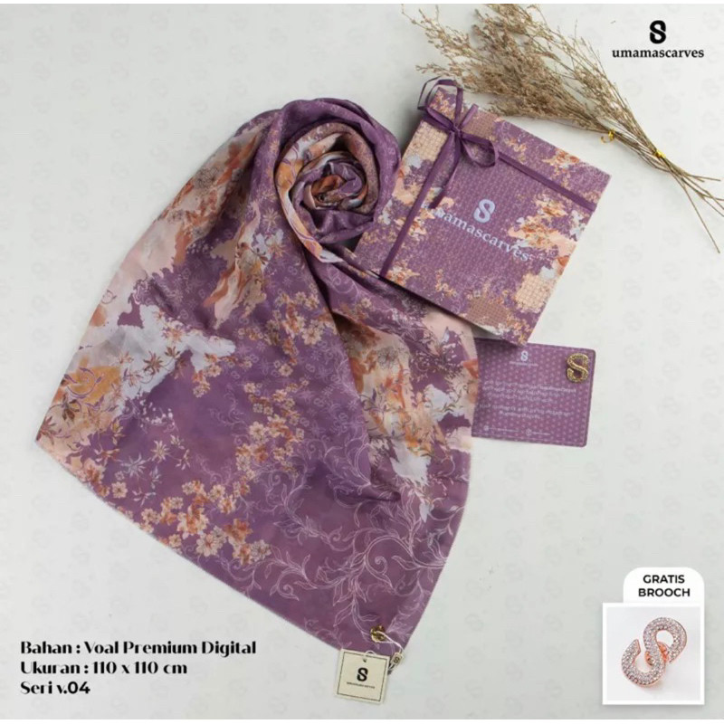 Jilbab Voal Motif UMAMA SCRAVES BOX | Voal Premium UMAMA BOX AZICSCRAF