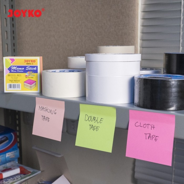 

Memo Stick Joyko MMS-3 Besar Isi 9 Warna 76 x 76 mm -Pak 225 lembar