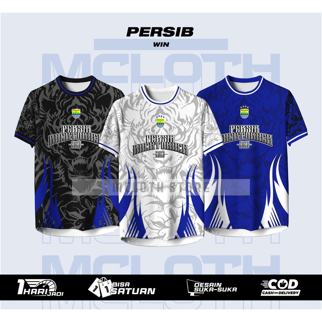 Kaos Jersey Persib Bandung Football Champions Back To Back 2025 Bintang 4/ Baju Konvoi Persib Biru H