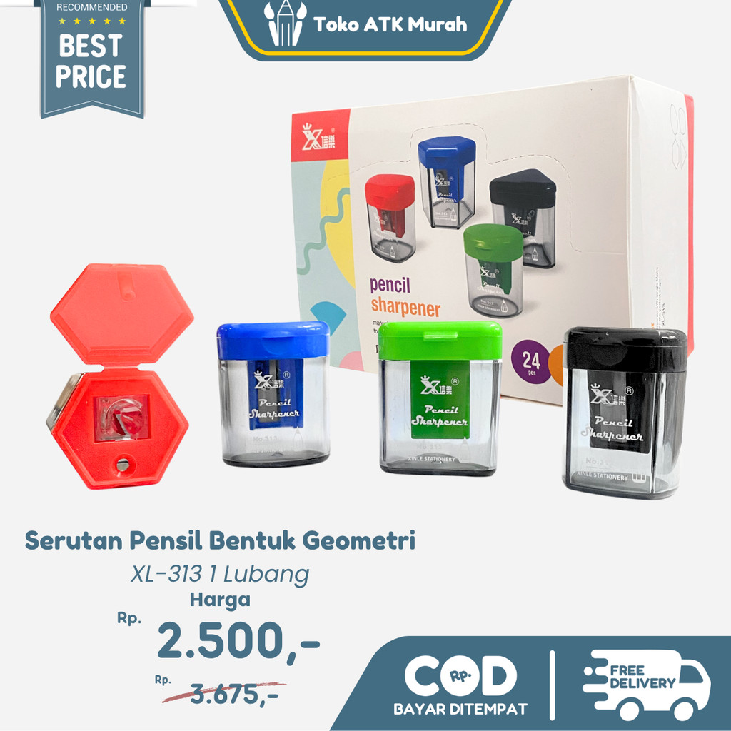 

Serutan Pensil Bentuk Geometri - Rautan 1 Lubang Pencil Sharpener Xinle