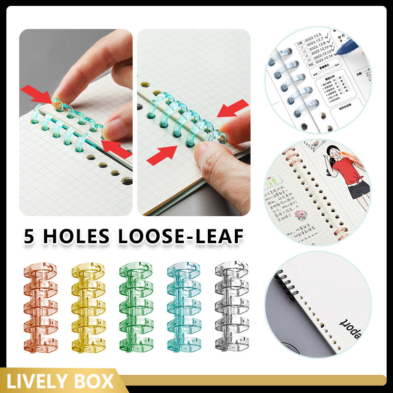 

Ring Binder 1pcs 5 Lubang DIY Loose Leaf Ring Binder/DIY Ring Binding Binder Loose Leaf 5lubang