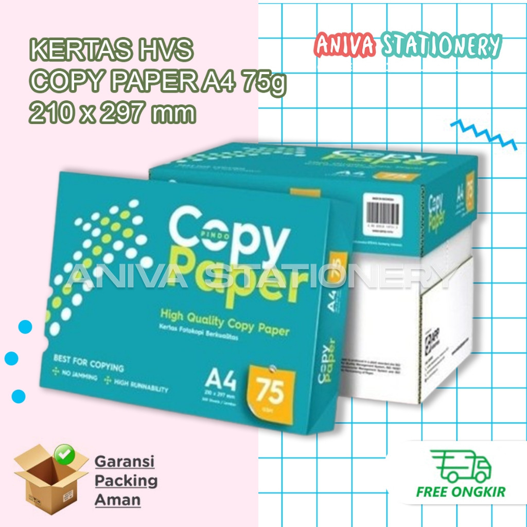

Kertas HVS Copy Paper A4 75 Gram - 1 Box isi 5 Rim