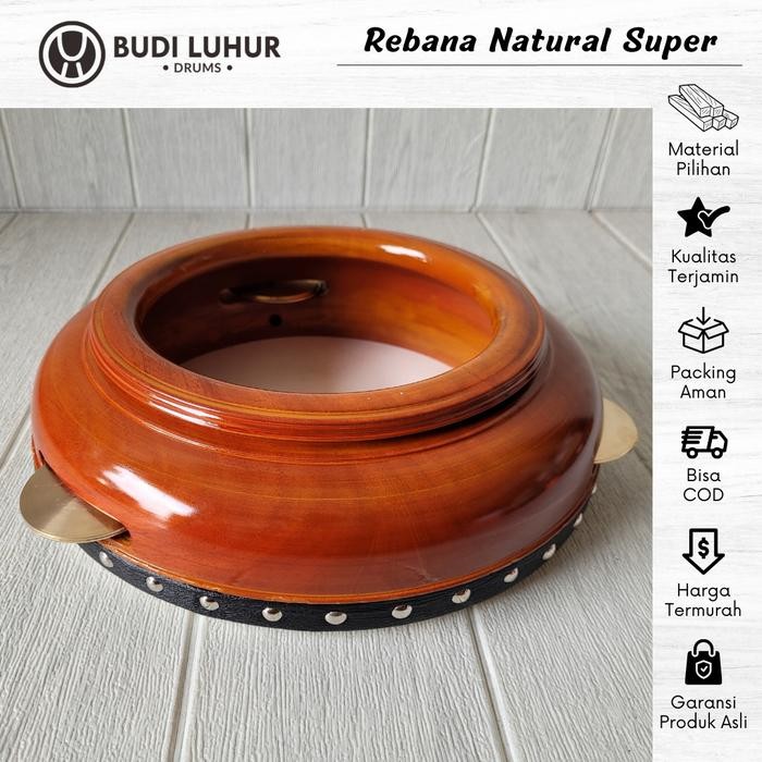Alat Musik Rebana Hadroh Besar Jumbo 30cm Kecer Polos Glossy - 26cm Stainless