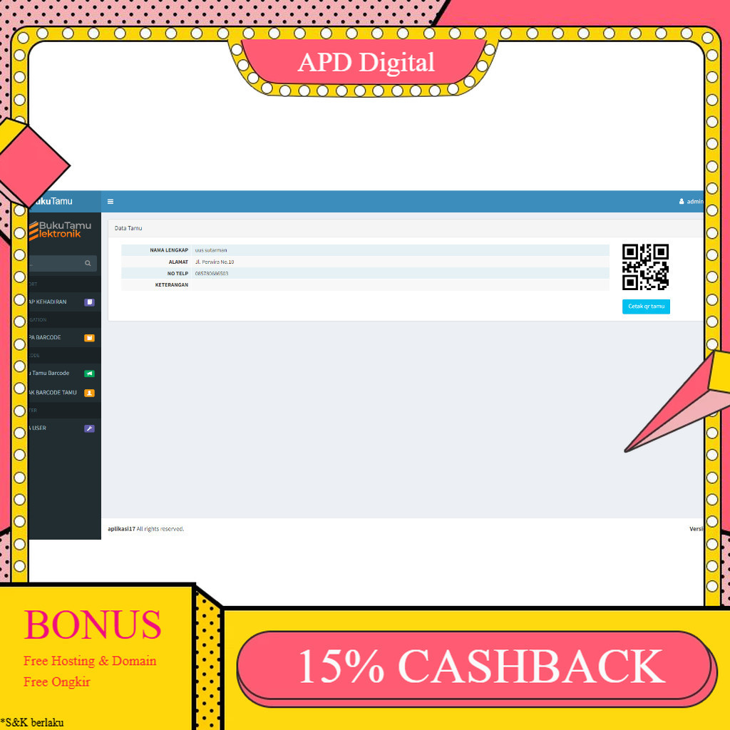 Source Code Buku Tamu Elektronik dan Qrcode berbasis web - PHP 5 & Framework YII APD