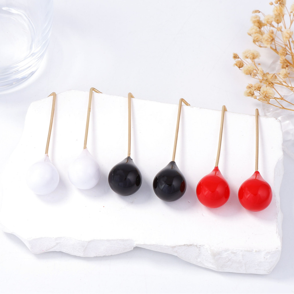 Anting-anting sederhana, modis, selera desain tren niche, minyak tetes paduan, liontin bola tetesan 