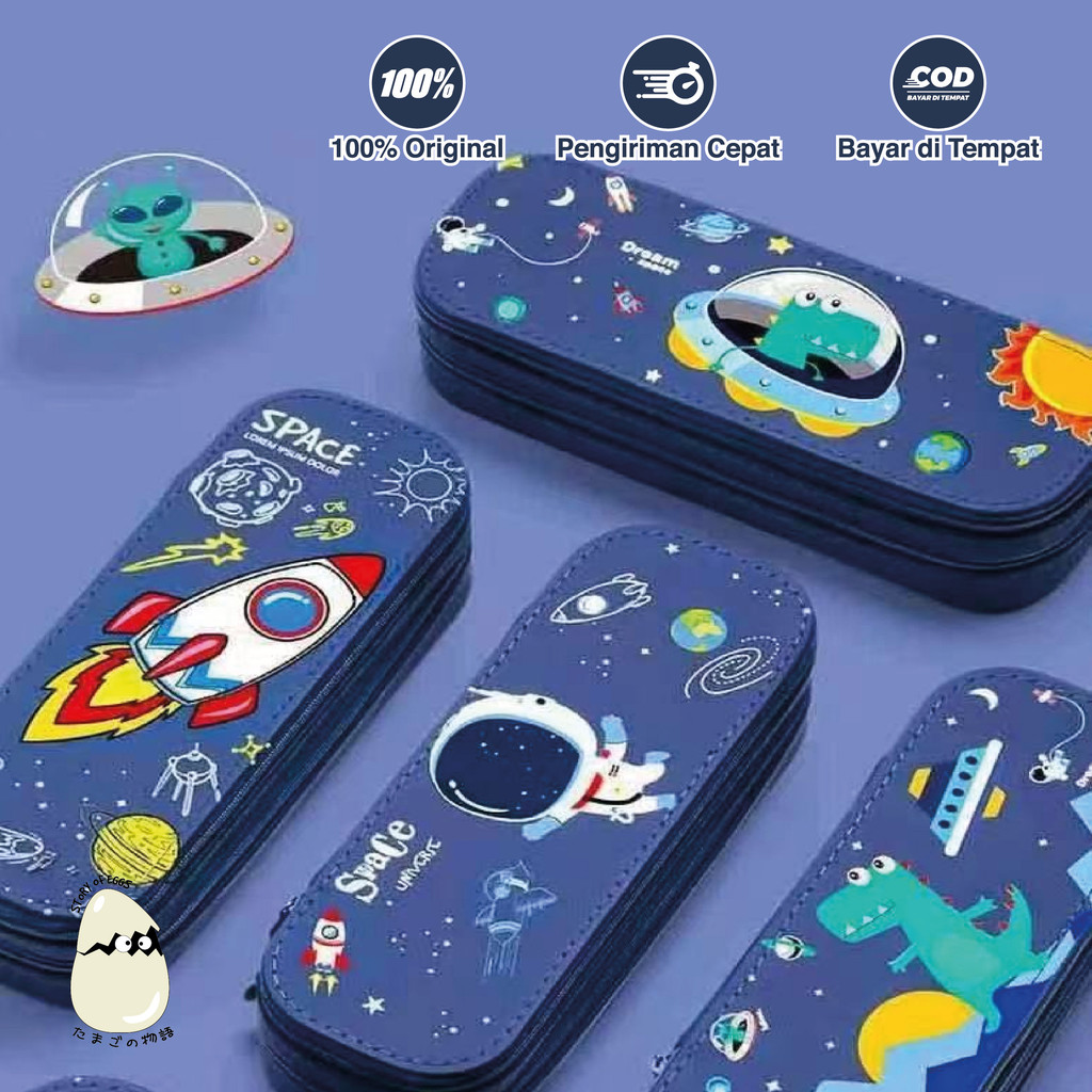 

Tempat Pensil l Kotak Pensil l Pencil Case l 2 Layer Pensil Case Planet Space l Pensil Case
