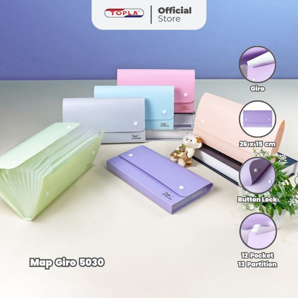 

Topla Map Giro Kancing Dompet Giro Tabungan Nota Cek Kwitansi Pastel