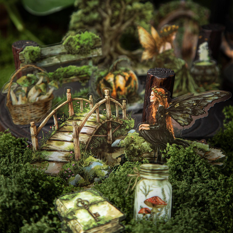 

4Style 25Pcs/bag Magic Forest Landscaping Sticker Pack Creative Material DIY Handbook Scrapbook Photo Frame Calendar